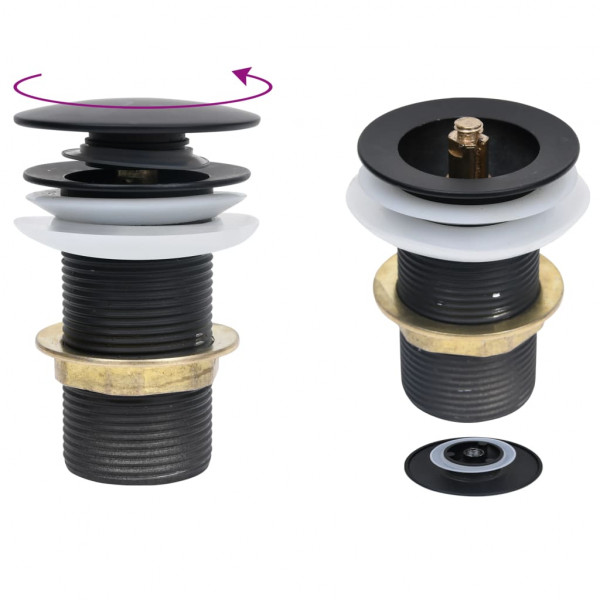 Desagüe empuje sin función desbordamiento negro 6.4x6.4x9.1 cm D