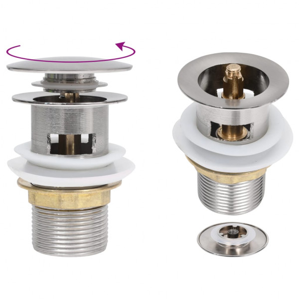 Desagüe de empuje función desbordamiento plateado 6.4x6.4x9.1cm D