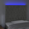 Cabeceira cama c/ luzes LED veludo 90x7x118/128cm cinza-claro 3