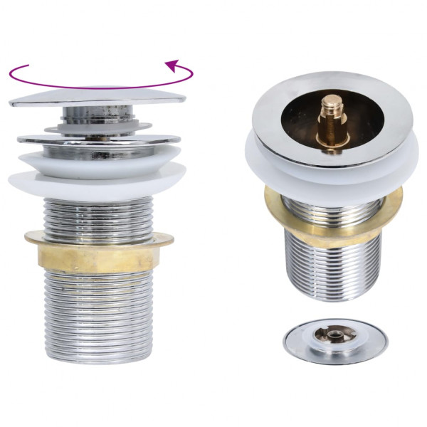 Desagüe empuje sin función desbordamiento cromado 6.4x6.4x9.1cm D