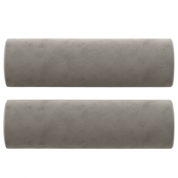 Almofadas decorativas 2 pcs Ø15x50 cm veludo cinzento-claro M 2