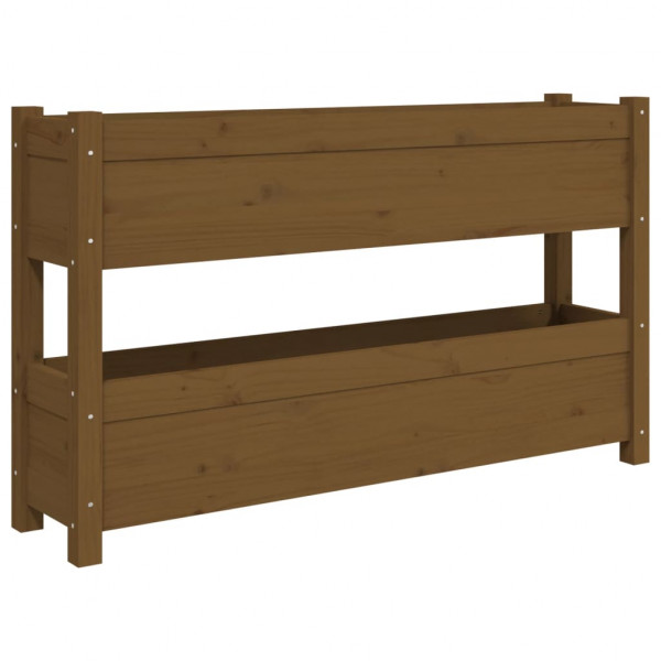 Jardinera de madera maciza de pino marrón miel 112x25x66 cm M 2