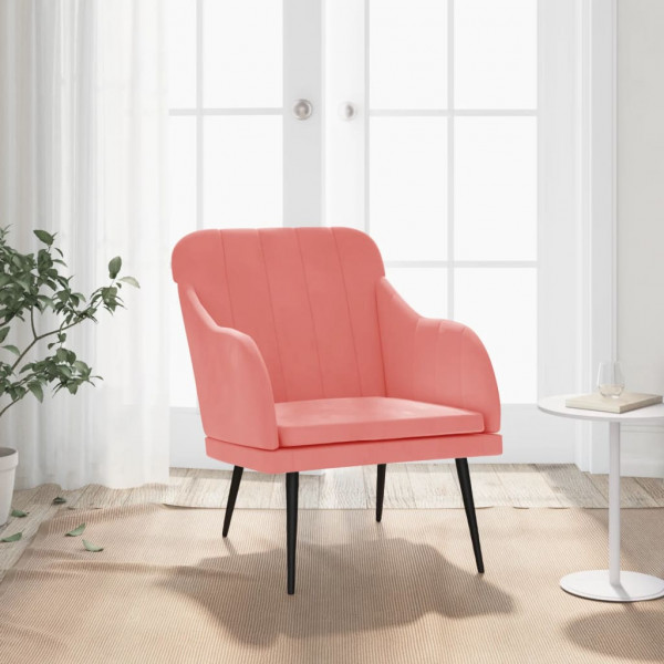 Sillón de terciopelo rosa 63x76x80 cm D