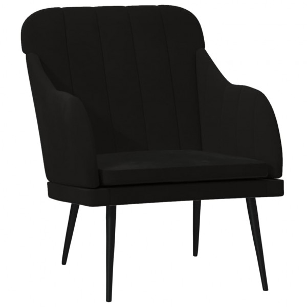 Sillón de terciopelo negro 63x76x80 cm M 2