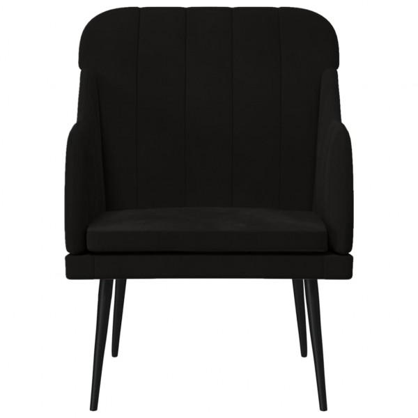 Sillón de terciopelo negro 63x76x80 cm M 3
