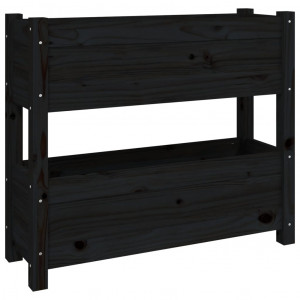 Jardinera de madera maciza de pino negro 77x25x66 cm H