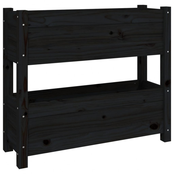 Jardinera de madera maciza de pino negro 77x25x66 cm M 2