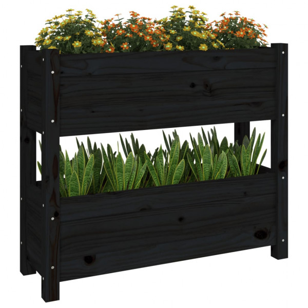 Jardinera de madera maciza de pino negro 77x25x66 cm M 4