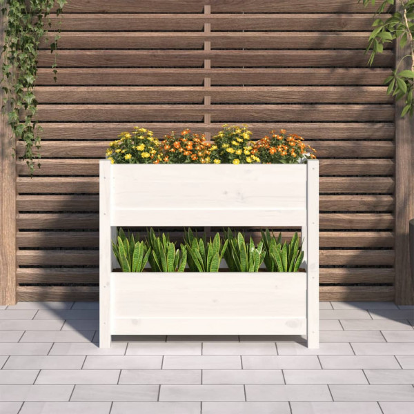 Jardinera de madera maciza de pino blanco 77x25x66 cm M 3