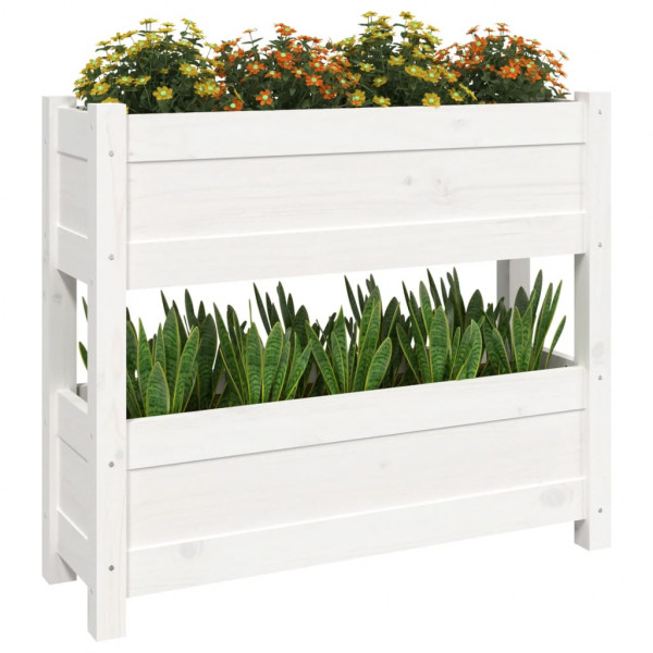 Jardinera de madera maciza de pino blanco 77x25x66 cm M 4
