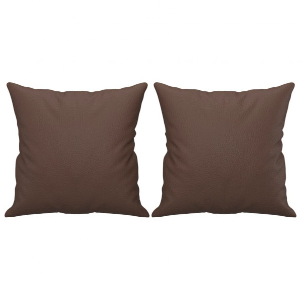 Cojines decorativos 2 uds cuero sintético marrón 40x40 cm M 2