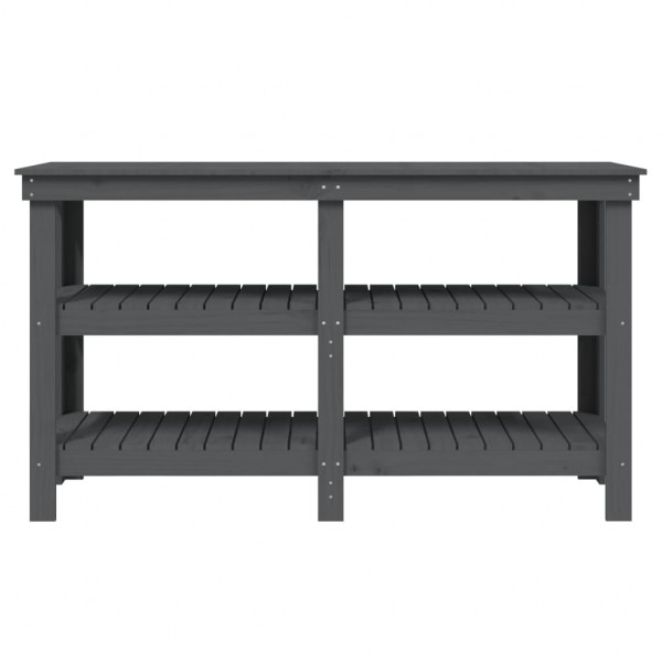 Banco de trabajo de madera maciza de pino gris 142.5x50x80 cm M 5