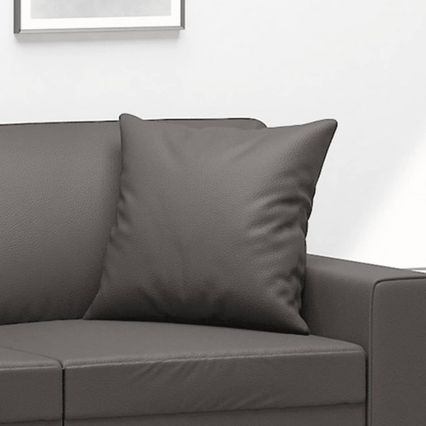 Almofadas decorativas 2 pcs 40x40 cm couro artificial cinzento M 5