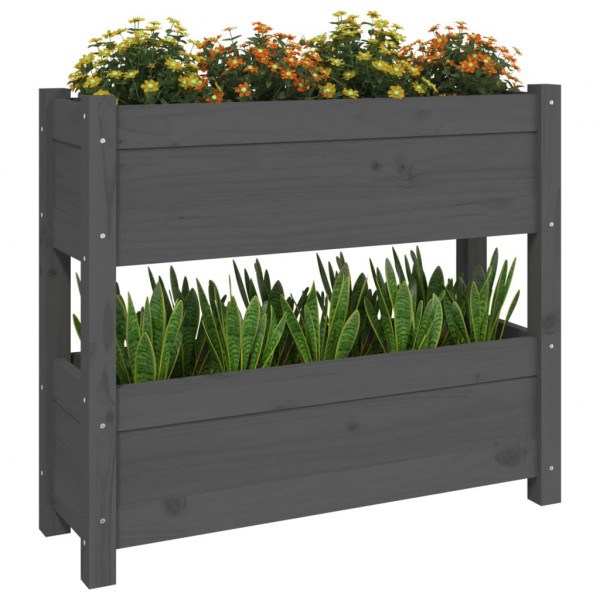 Jardinera de madera maciza de pino gris 77x25x66 cm M 4