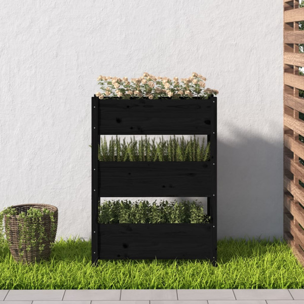 Jardinera de madera maciza de pino negro 77x25x104.5 cm M 3