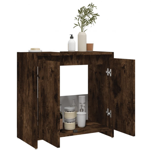 Armario de baño madera contrachapada roble ahumado 60x33x61 cm M 4