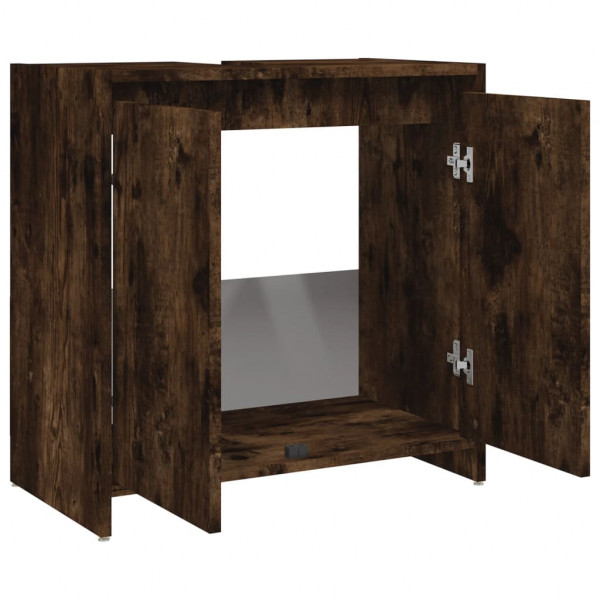 Armario de baño madera contrachapada roble ahumado 60x33x61 cm M 5