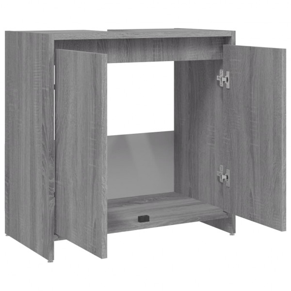 Armario de baño madera contrachapada gris Sonoma 60x33x61 cm M 5