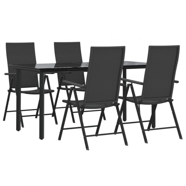 Juego de comedor de jardín 5 piezas ratán sintético negro M 3