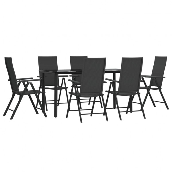 Juego de comedor de jardín 7 piezas ratán sintético negro M 3