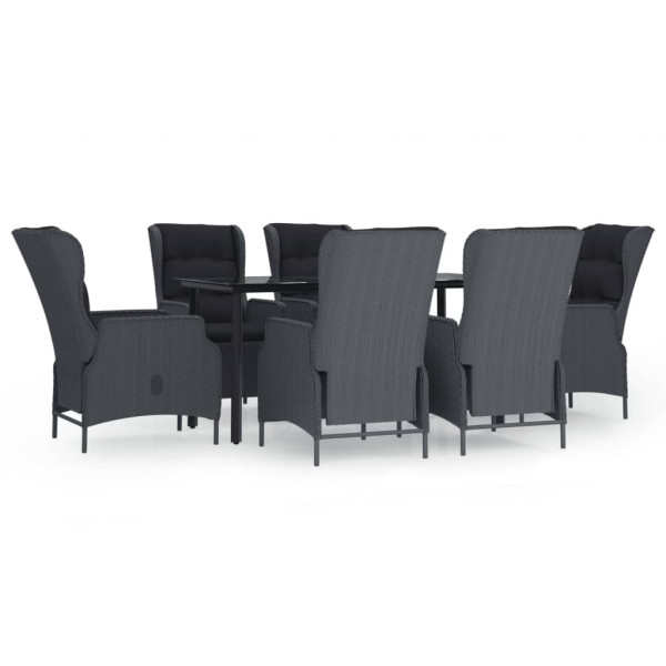 Set de comedor para jardín 7 piezas ratán sintético gris oscuro M 2