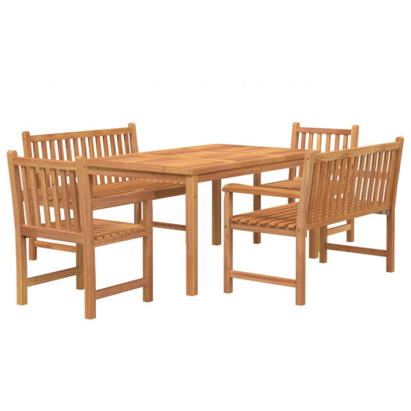 Juego de comedor para jardín 5 piezas madera maciza de teca M 3