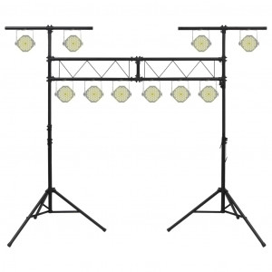 Suporte de iluminação 338x115x(180-300) cm aço preto H