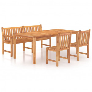 Juego de comedor de jardín 4 piezas madera maciza de teca H