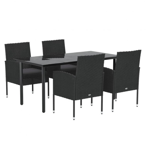 Set de muebles jardín 5 pzas con cojines ratán sintético negro M 3