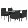 Set de muebles jardín 5 pzas con cojines ratán sintético negro 3