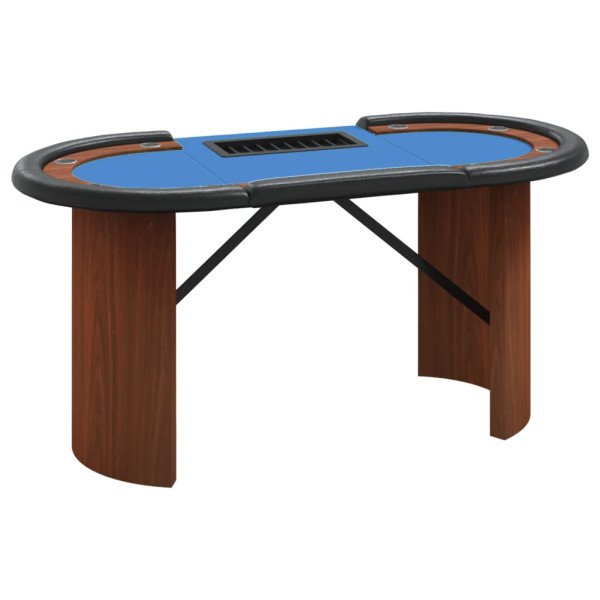 Mesa de póquer 10 jugadores bandeja fichas azul 160x80x75 cm M 2