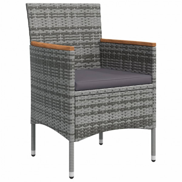 Juego de comedor de jardín 7 piezas con cojines gris y negro M 5