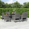 Juego de comedor de jardín 7 piezas con cojines gris y negro 1