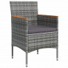 Juego de comedor de jardín 7 piezas con cojines gris y negro 5