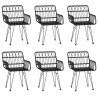 7 pcs conjunto de jantar para jardim vime PE preto 4