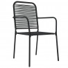 Juego de comedor jardín 5 pzas acero y cuerda de algodón negro 5