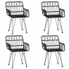 5 pcs conjunto de jantar p/ jardim vime PE preto 4