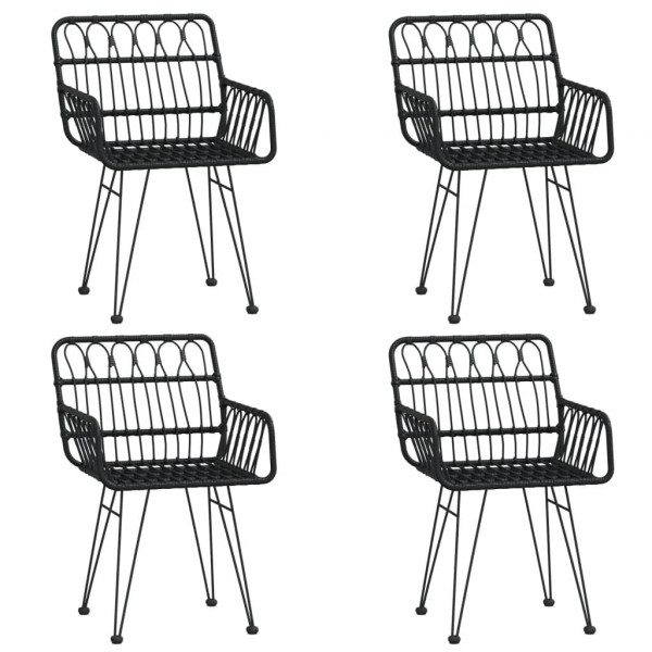 5 pcs conjunto de jantar p/ jardim vime PE preto M 4