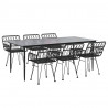Juego de comedor de jardín 7 piezas ratán sintético negro 3