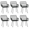 7 pcs conjunto de jantar para jardim vime PE preto 4