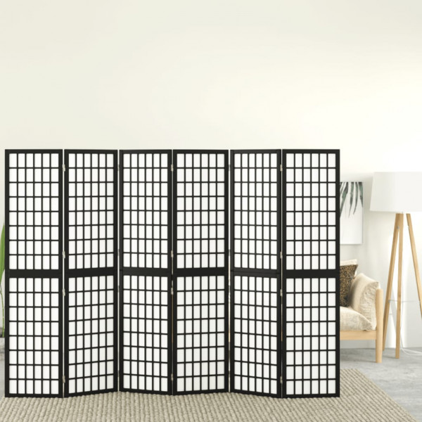 Biombo plegable con 6 paneles estilo japonés negro 240x170 cm M 5