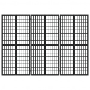 Biombo dobrável com 6 painéis estilo japonês 240x170 cm preto H