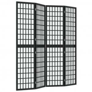 Biombo plegable con 4 paneles estilo japonés negro 160x170 cm H