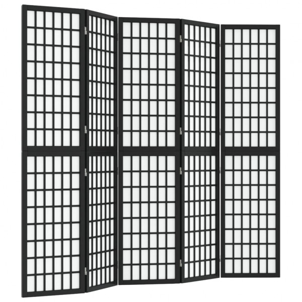 Biombo plegable con 5 paneles estilo japonés negro 200x170 cm M 2
