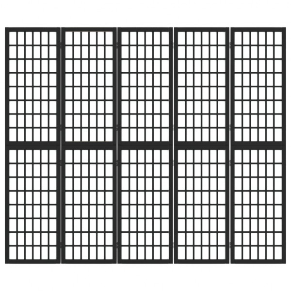 Biombo plegable con 5 paneles estilo japonés negro 200x170 cm M 3