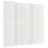 Biombo dobrável com 5 painéis estilo japonês 200x170 cm branco 2