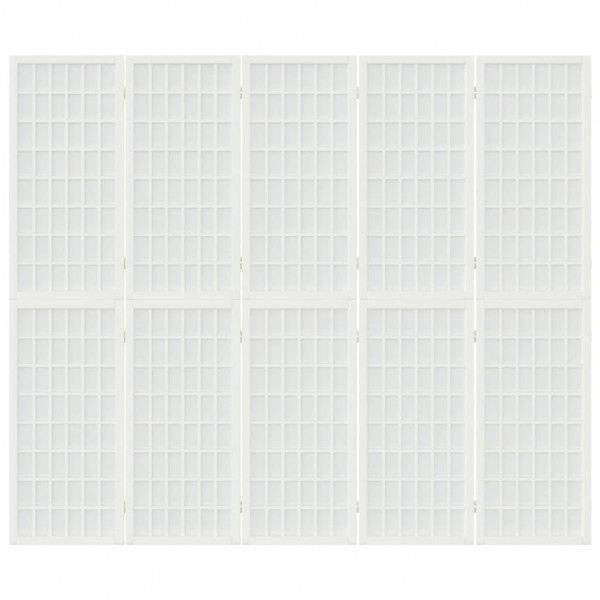 Biombo plegable con 5 paneles estilo japonés blanco 200x170 cm M 3