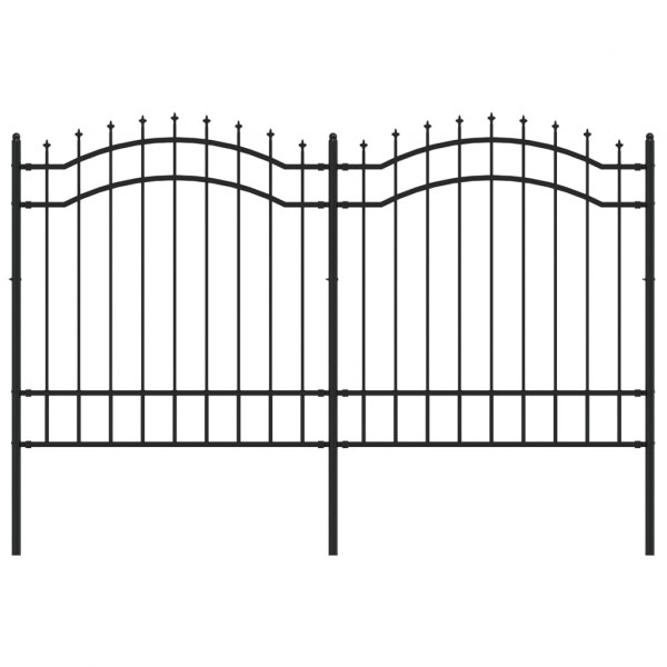 Valla de jardín con punta de lanza acero recubierto negro 165cm M 2