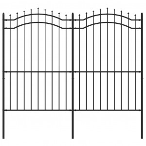 Valla de jardín con punta de lanza acero recubierto negro 222cm H