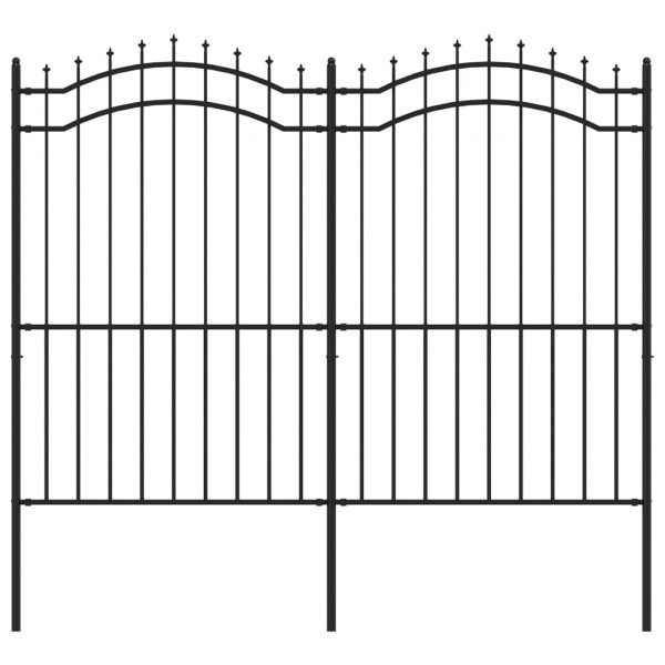Valla de jardín con punta de lanza acero recubierto negro 222cm M 2